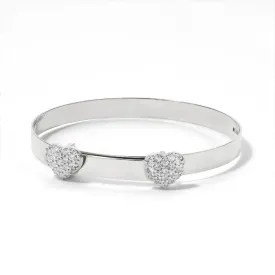 Gold Double Heart CZ Expandable Baby Bangle