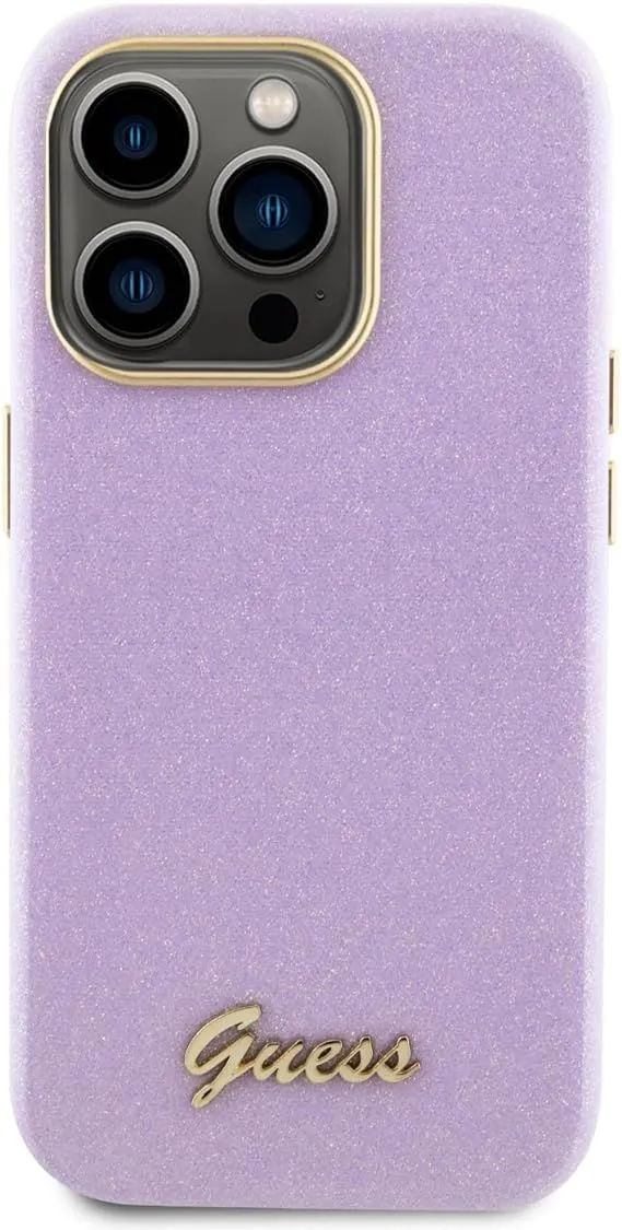 Guess Glitter Glossy Script Hard Case for iphone 15 Pro 6.1" Lilac - GUHCP15LPGMCSL