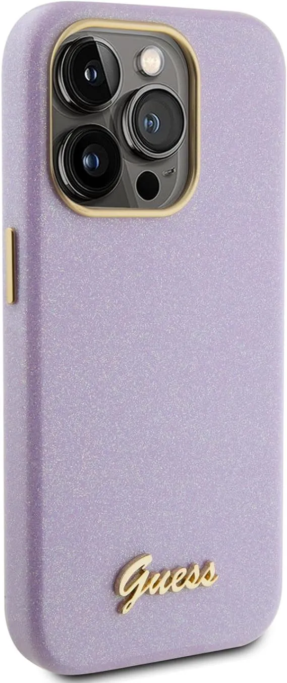 Guess Glitter Glossy Script Hard Case for iphone 15 Pro 6.1" Lilac - GUHCP15LPGMCSL