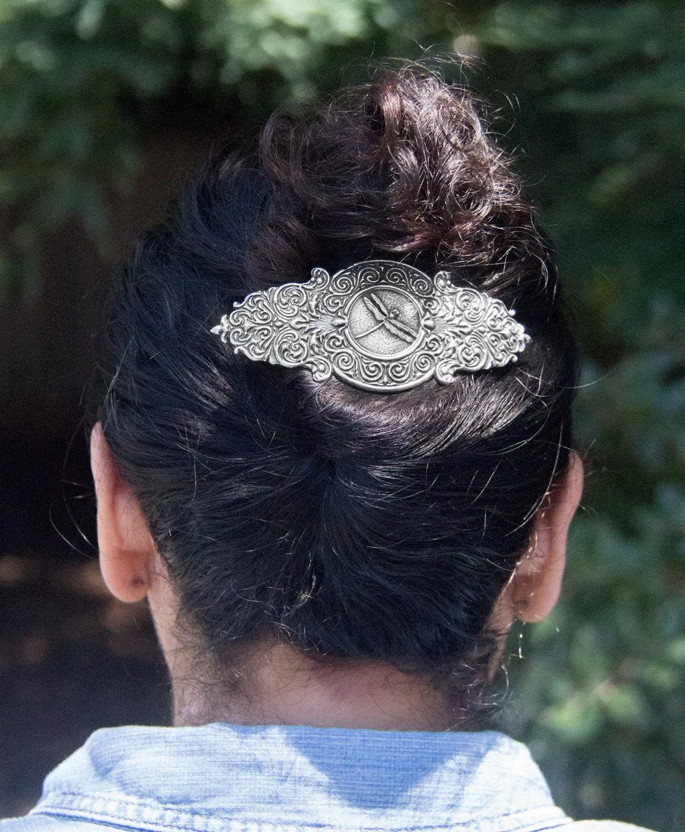 Hair Clip, Barrette, Victorian Dragonfly