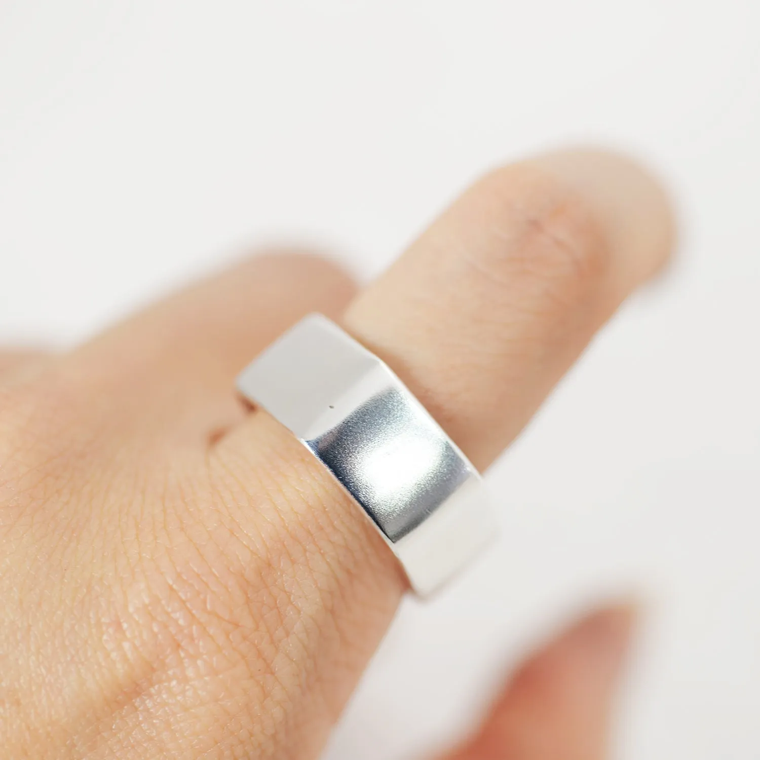 Hexagon band Ring - Silver