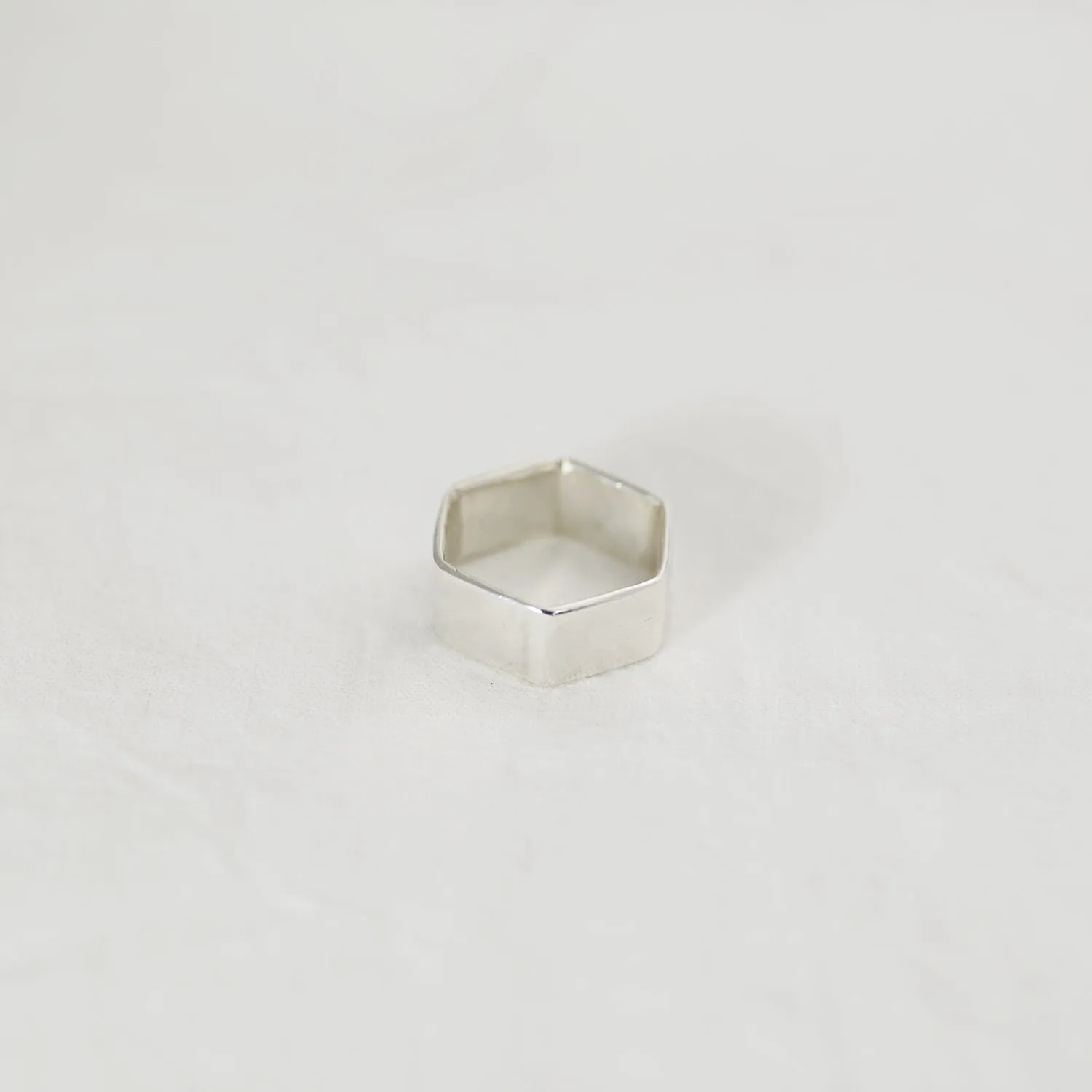 Hexagon band Ring - Silver