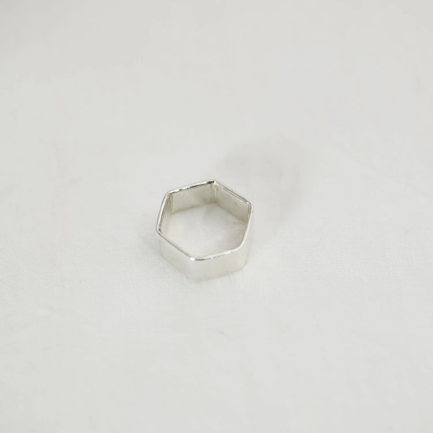 Hexagon band Ring - Silver