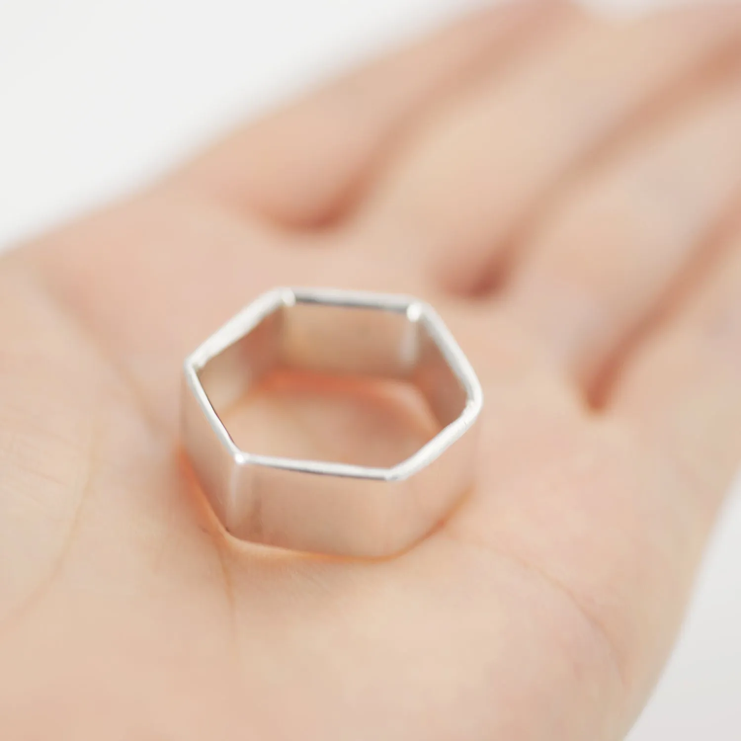 Hexagon band Ring - Silver