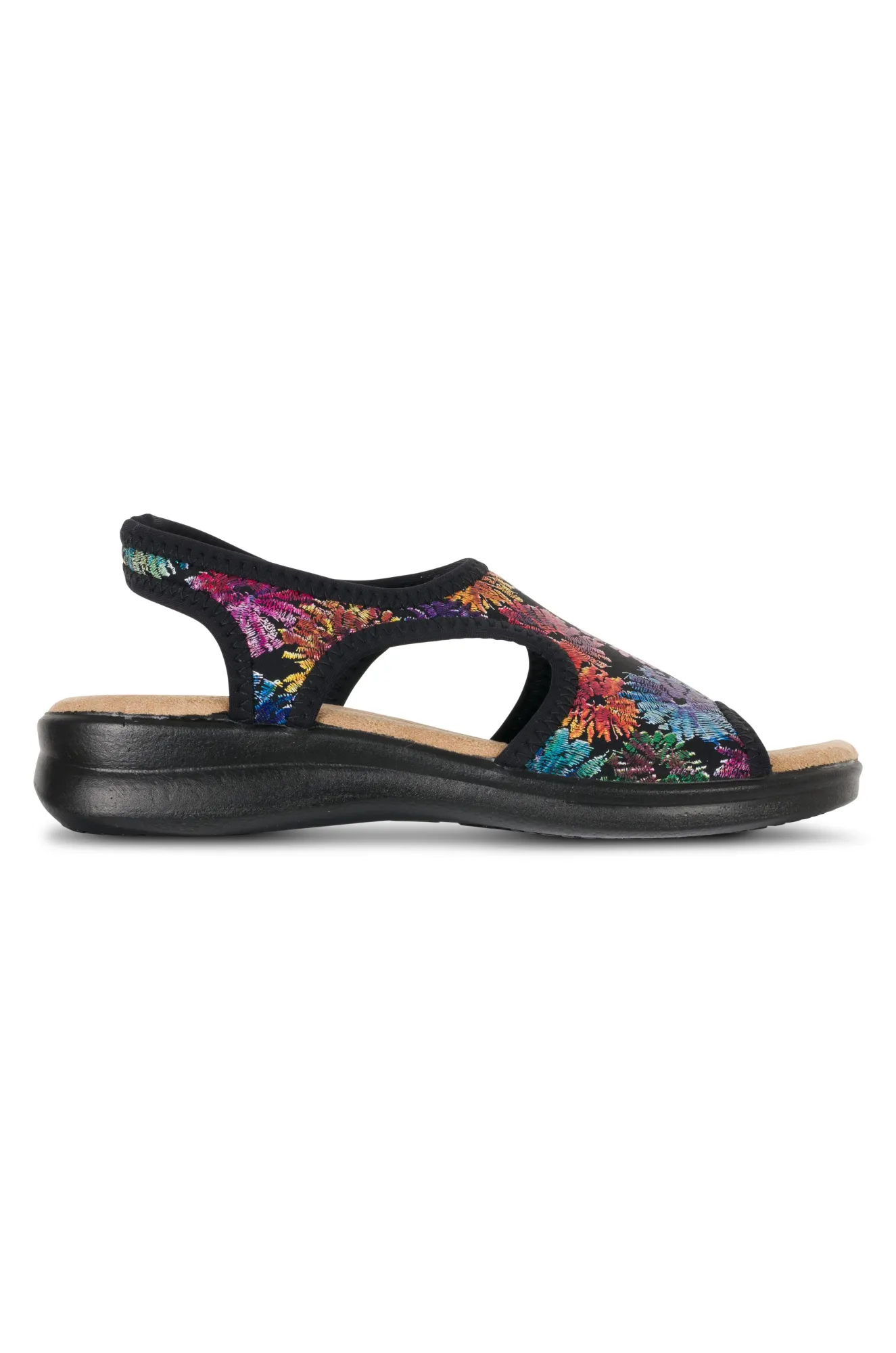 Italian made Neopene Sandal | BLACK FLORAL | TUSCANY AB