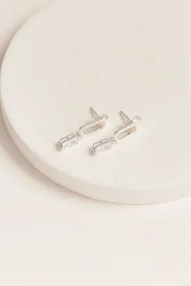 Kaia Rectangle Stud Earrings Silver