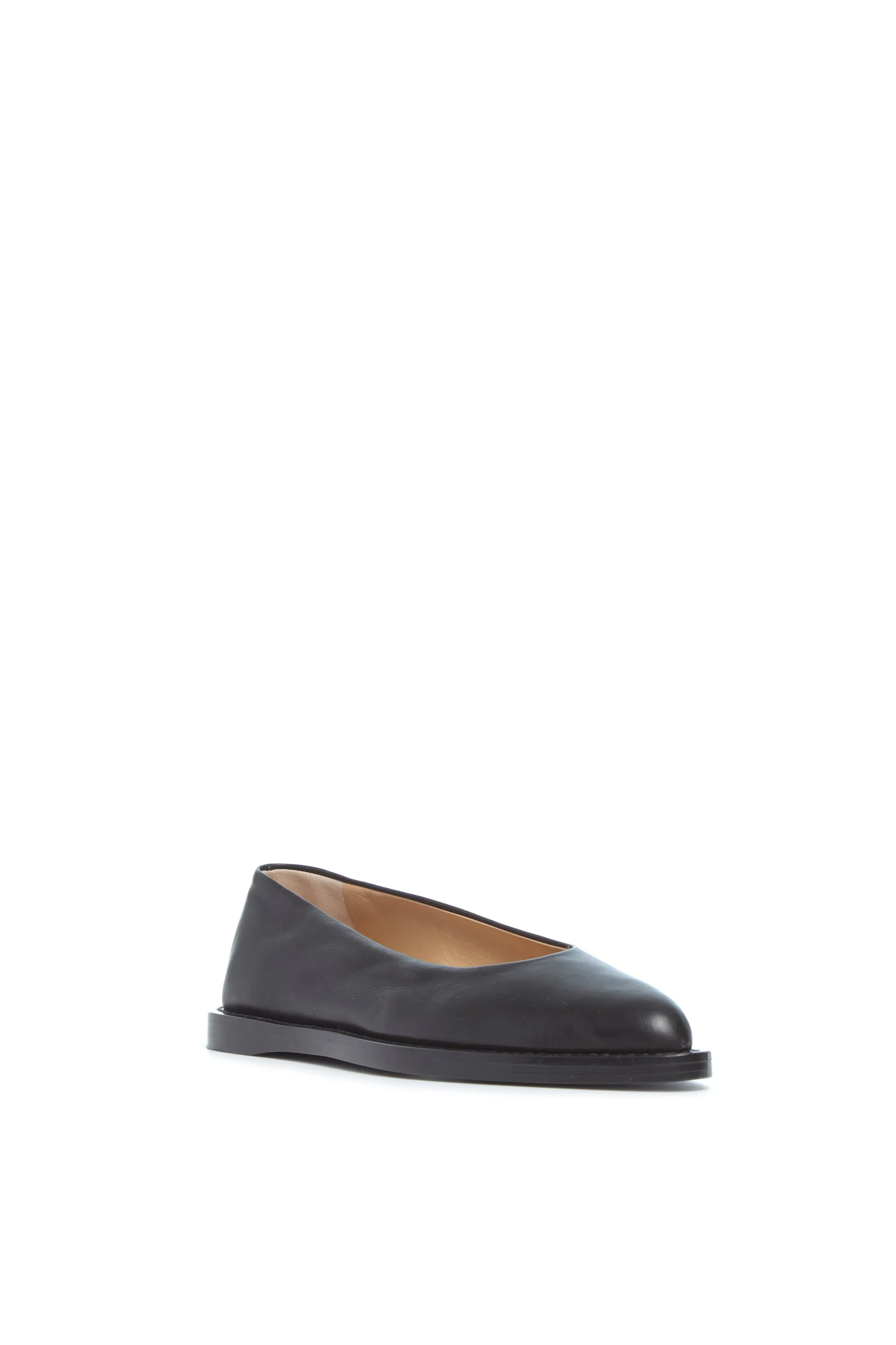 Kati Ballerina Flat Shoe in Black Leather