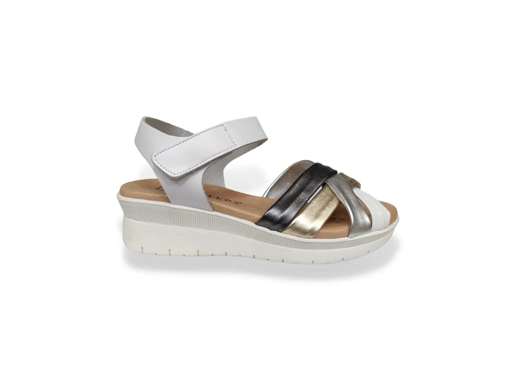 Ladies Pitillos Sandals Low Wedge White/silver/Gold/Pewter 5540 sale