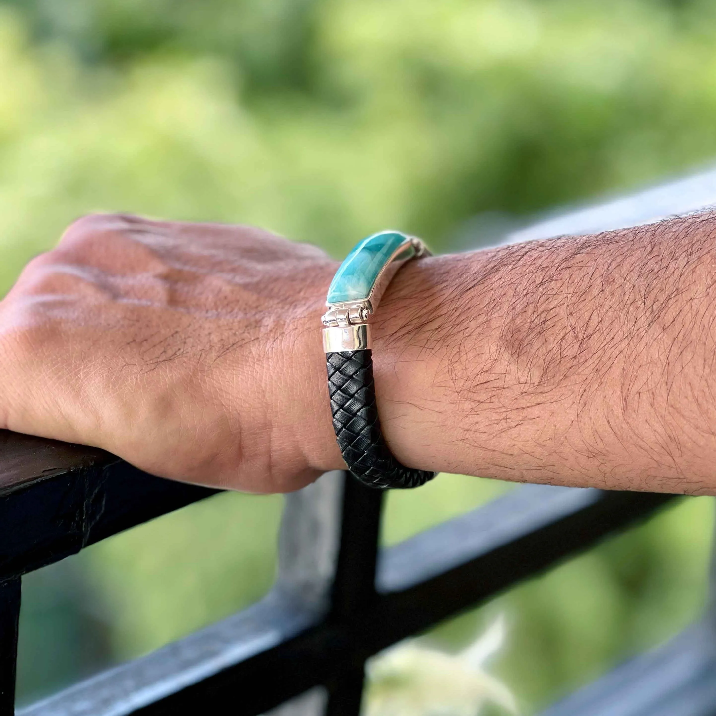 Larimar Leather Bracelet Omer