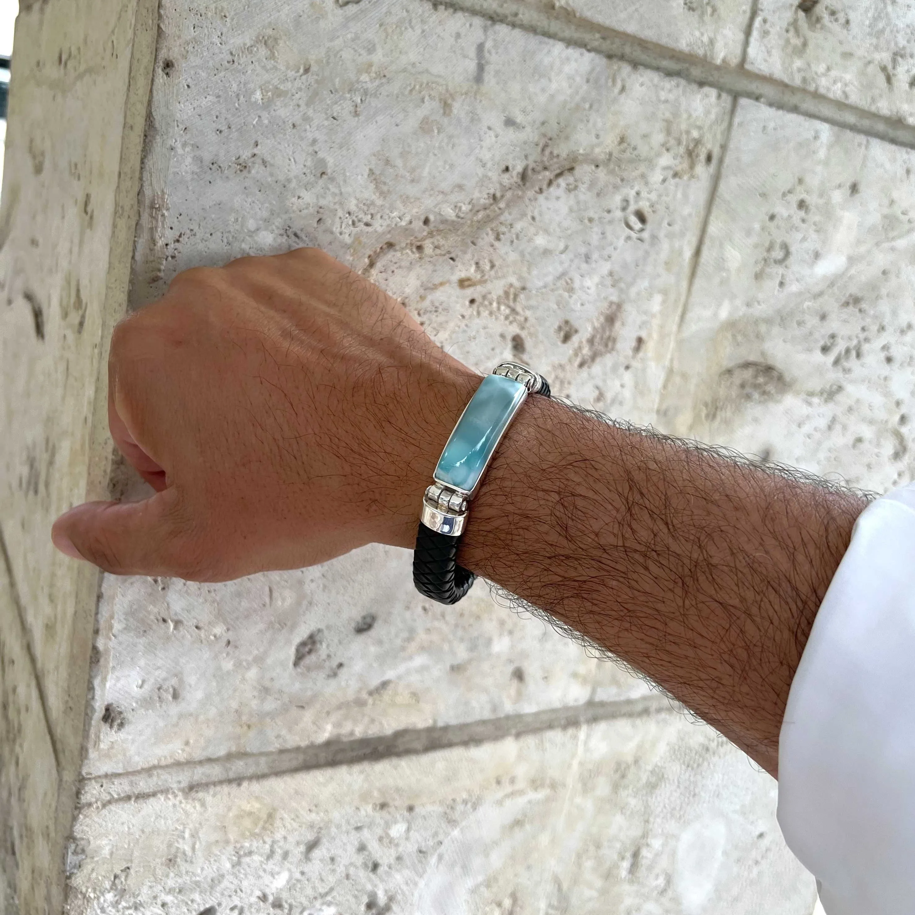 Larimar Leather Bracelet Omer