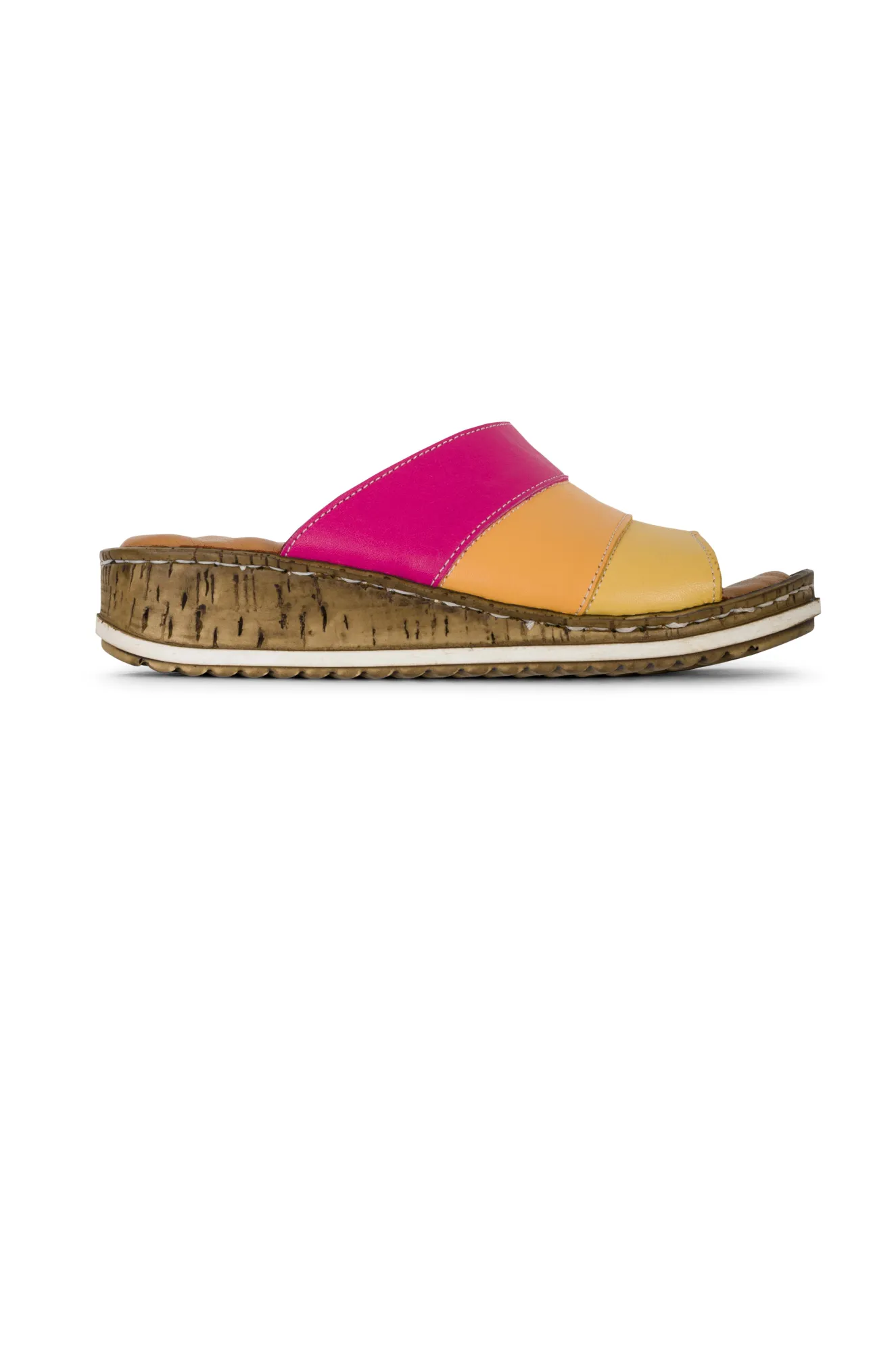 Lunar Leather Tri Colour Slide | YELLOW MULTI | PALMA TT