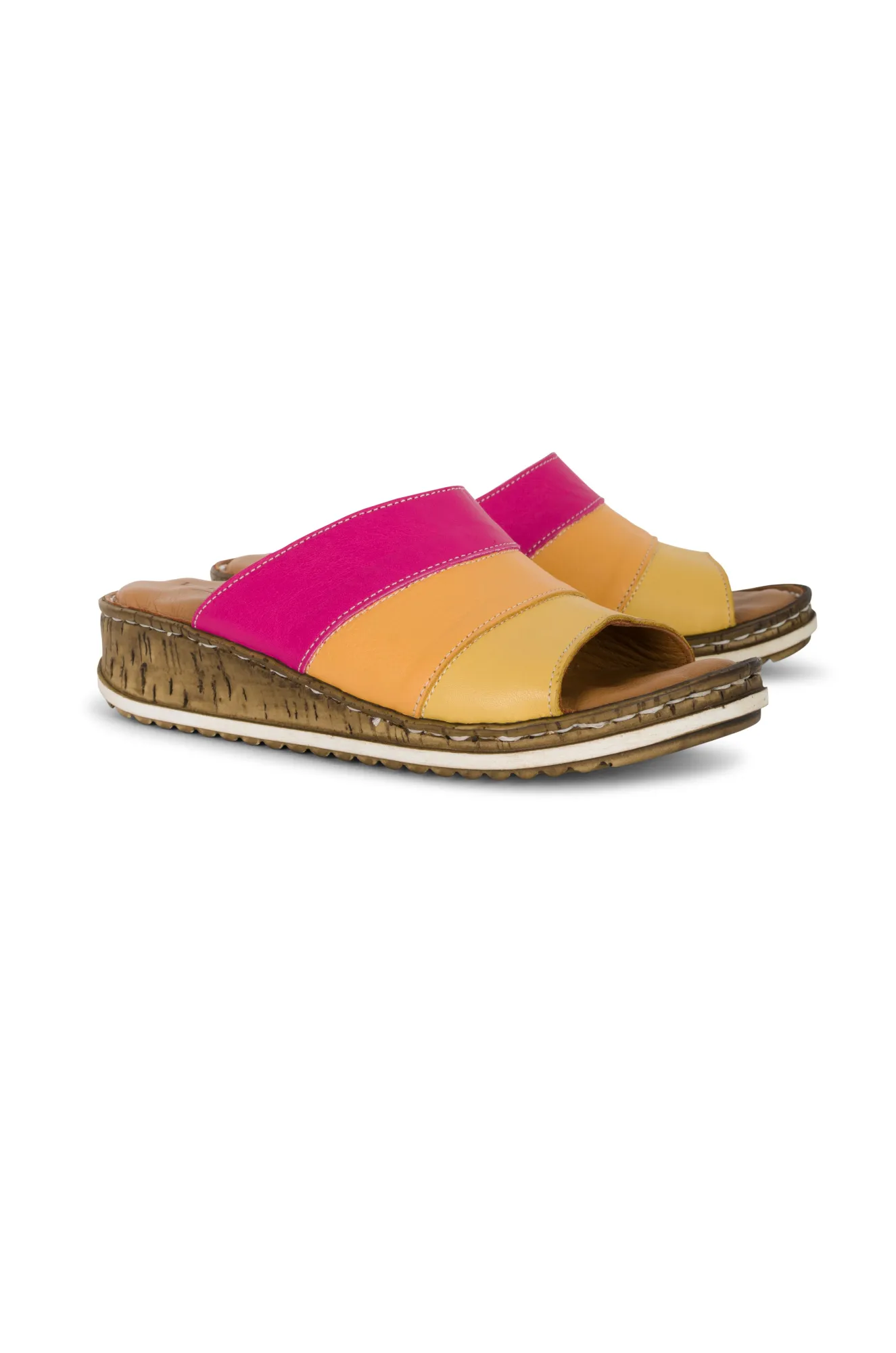 Lunar Leather Tri Colour Slide | YELLOW MULTI | PALMA TT