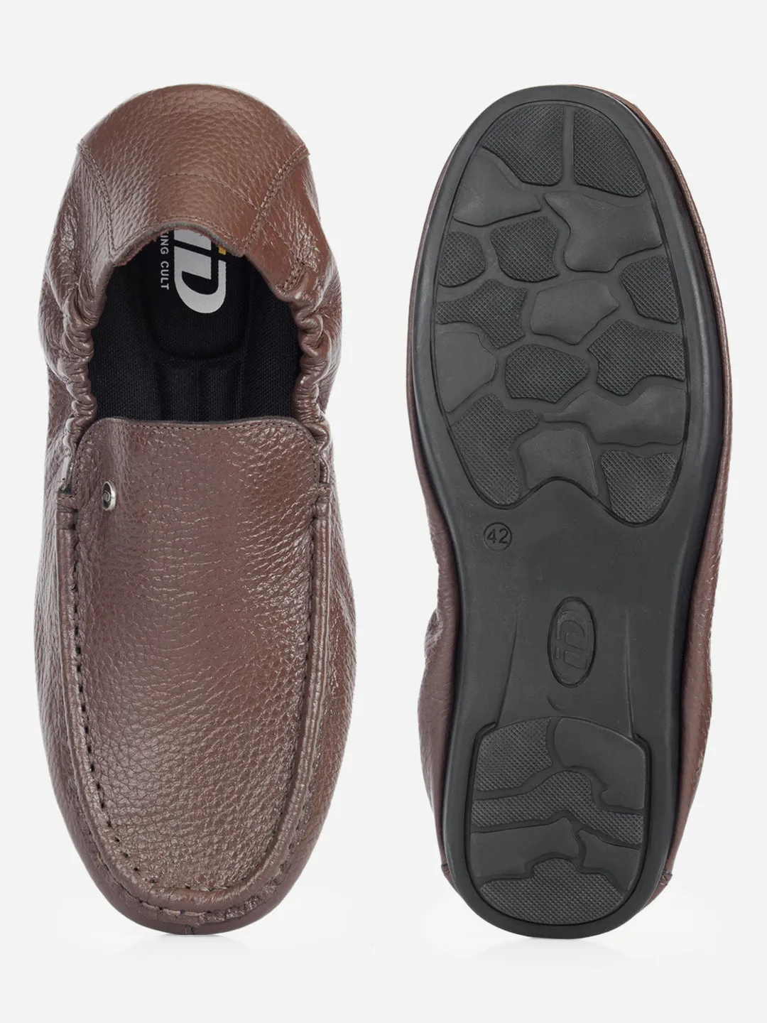 Men's Brown Elastic Collered Snug Fit Slip On (ID3057)