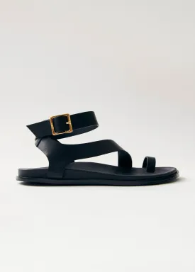 Myles Black Leather Sandals