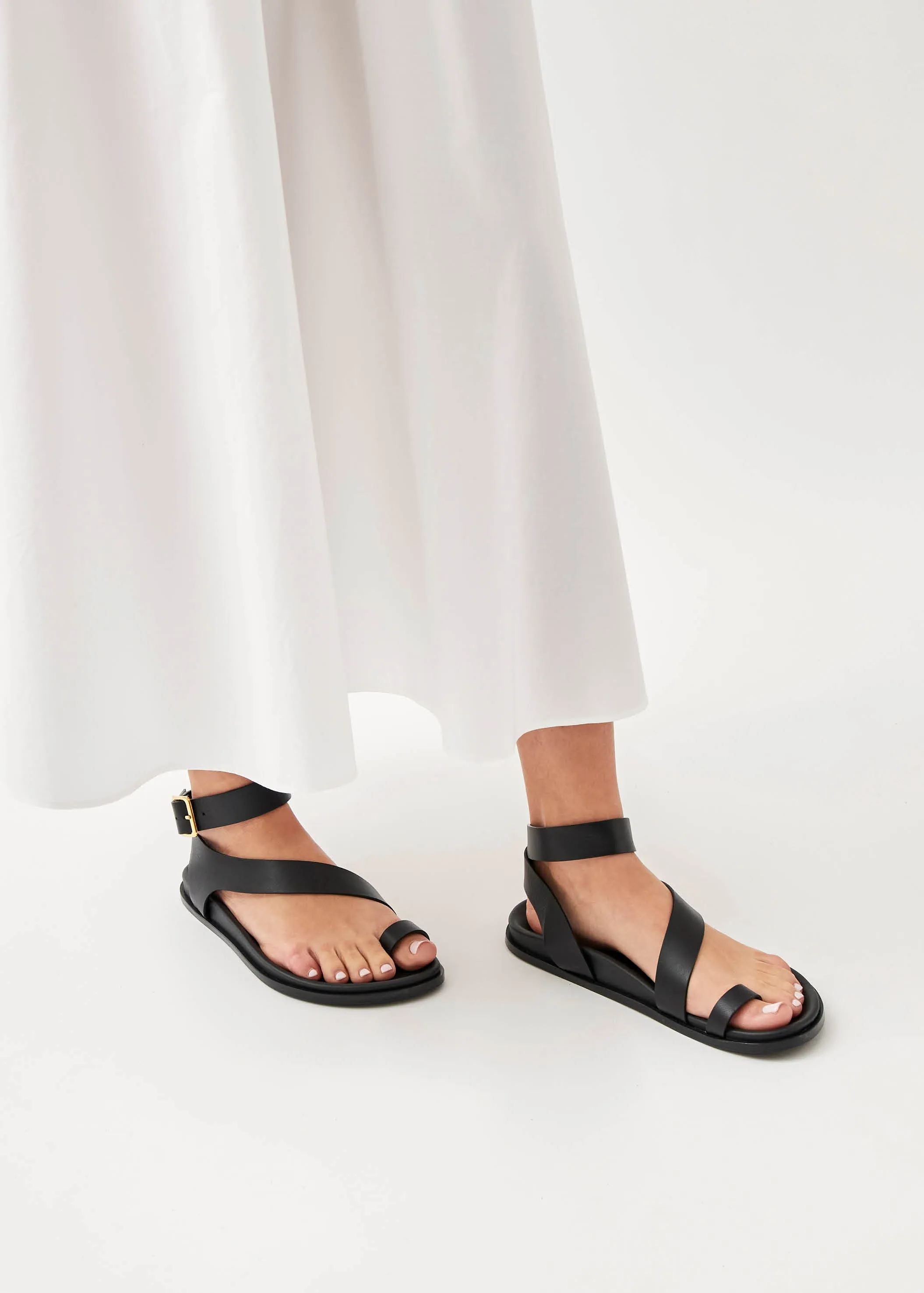 Myles Black Leather Sandals