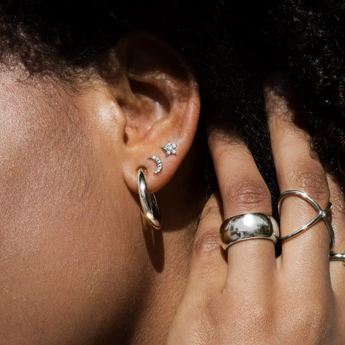 Nairobi Silver Hoop Earrings