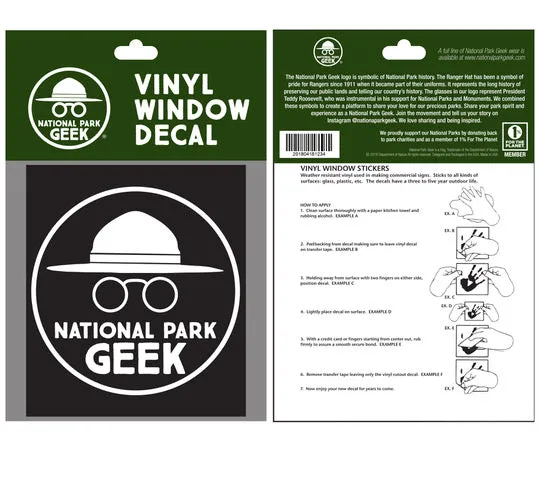 National Park Geek Logo Vinyl Window Decal (includes US shipping)