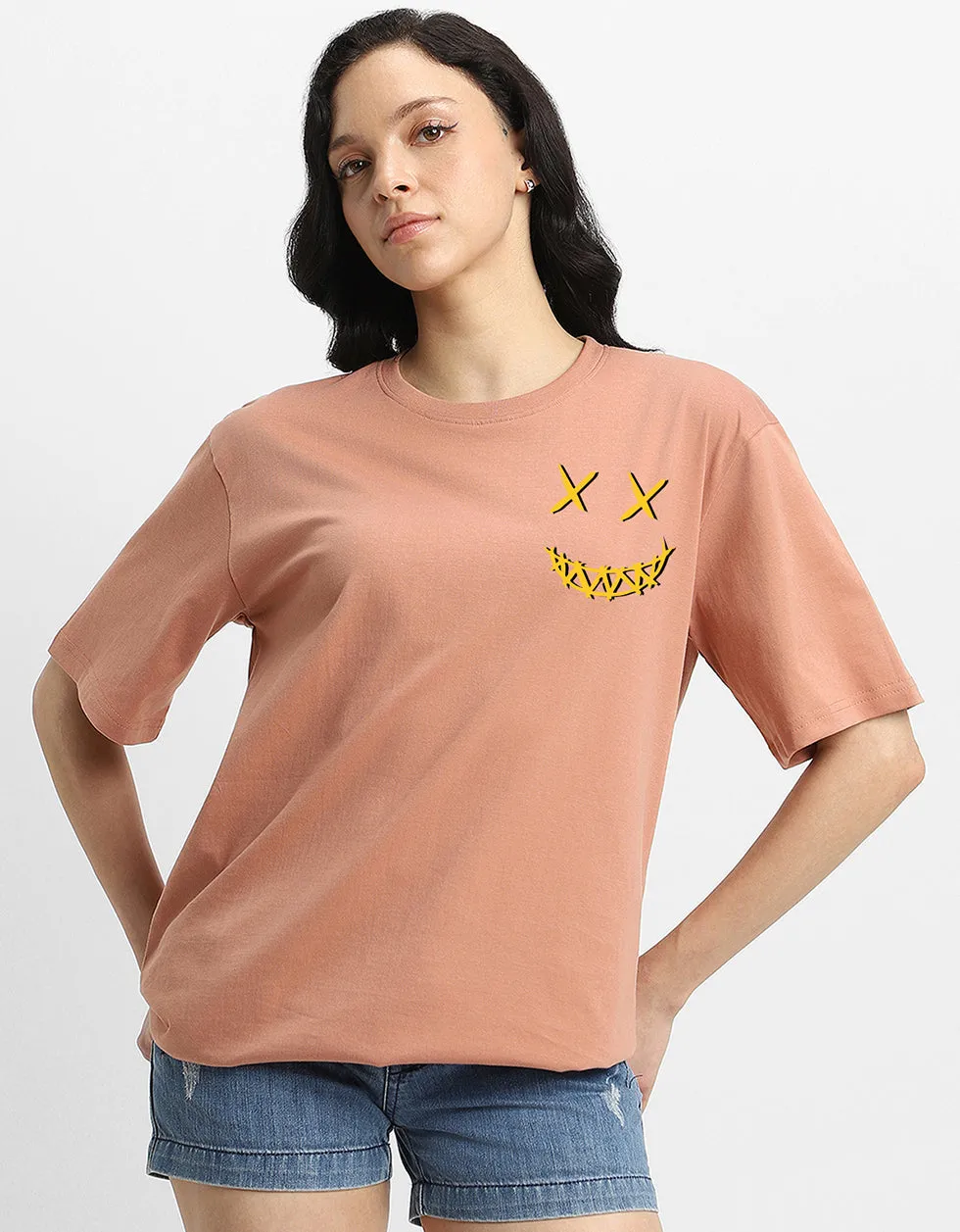 NOISE Women Cork Oversized Puff Printed Tshirt