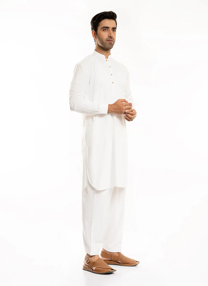 Off White Plain, Synthetic Bosky Shalwar Kameez