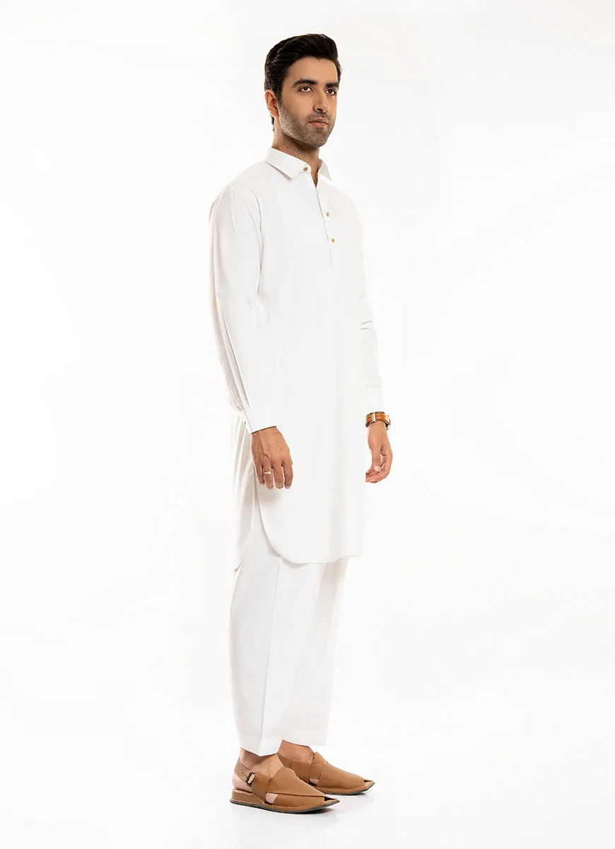 Off White Plain, Synthetic Bosky Shalwar Kameez