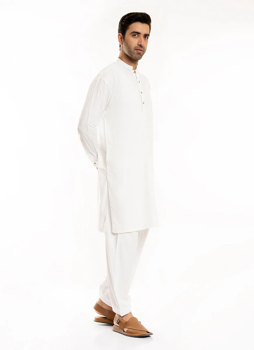 Off White Plain, Synthetic Bosky Shalwar Kameez