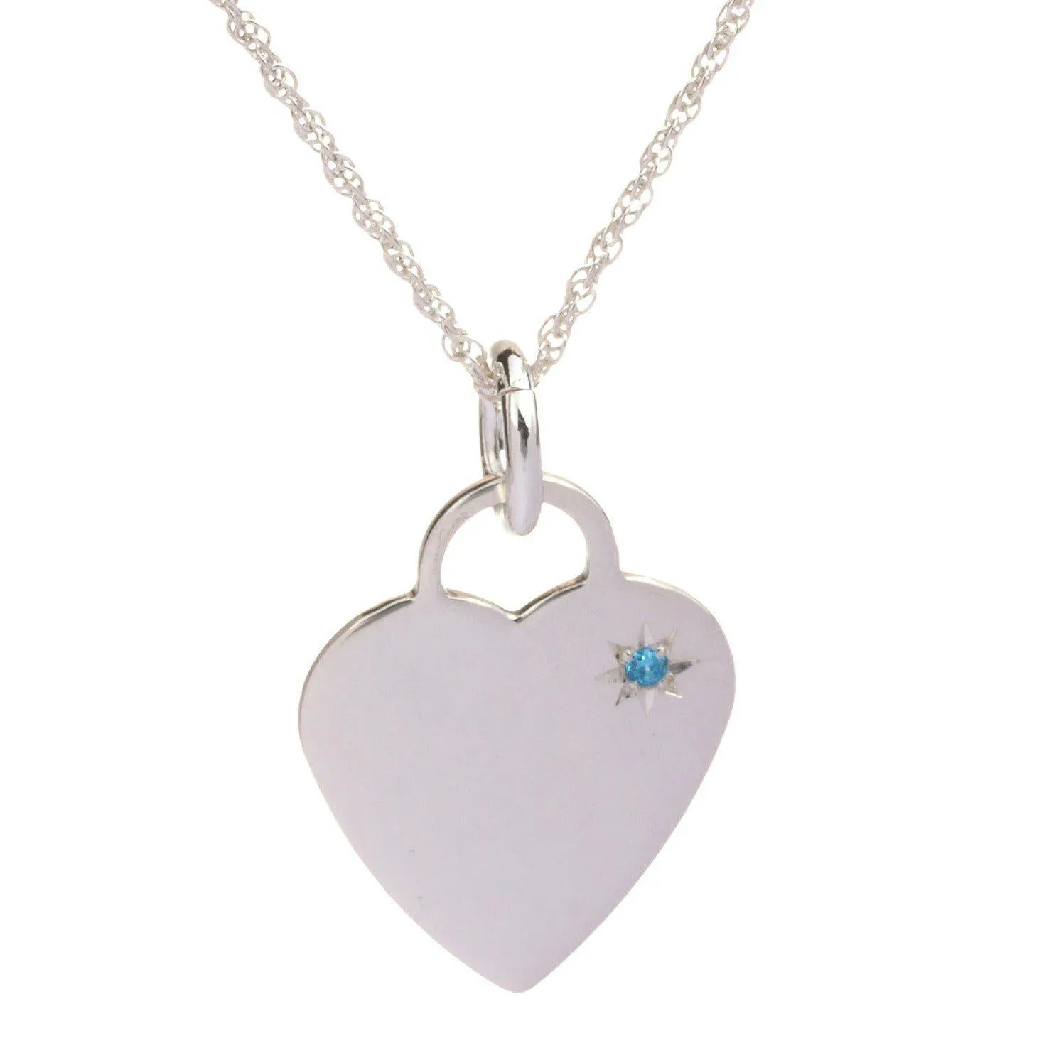 Personalised Sterling Silver Heart Necklace Birthstone