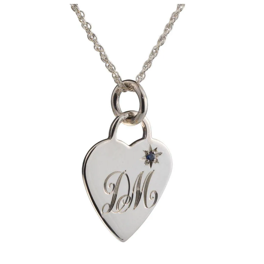 Personalised Sterling Silver Heart Necklace Birthstone