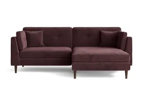 Ragusa 3 Seater Right Hand Facing Chaise Lounge Corner Sofa Grape Velvet