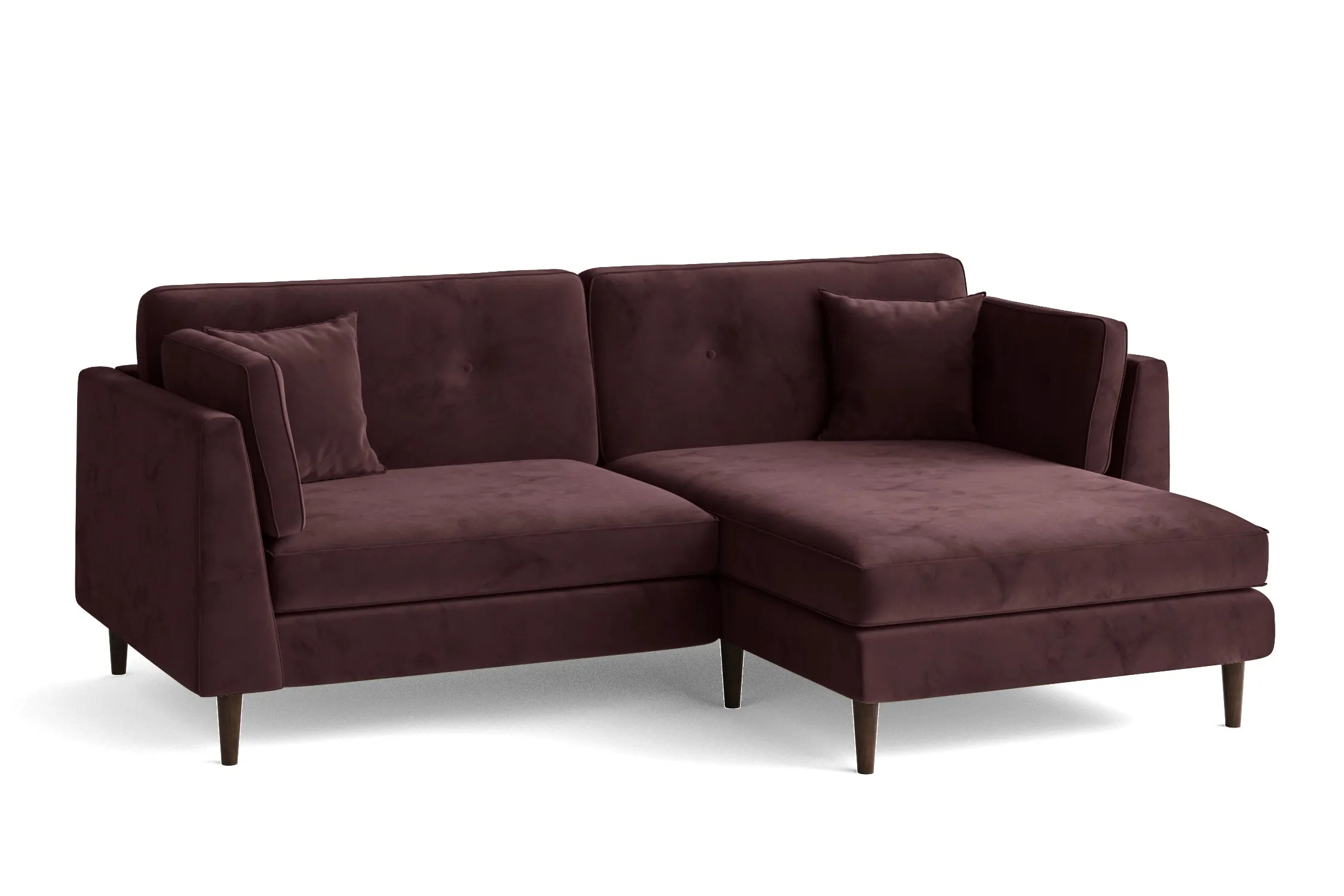 Ragusa 3 Seater Right Hand Facing Chaise Lounge Corner Sofa Grape Velvet