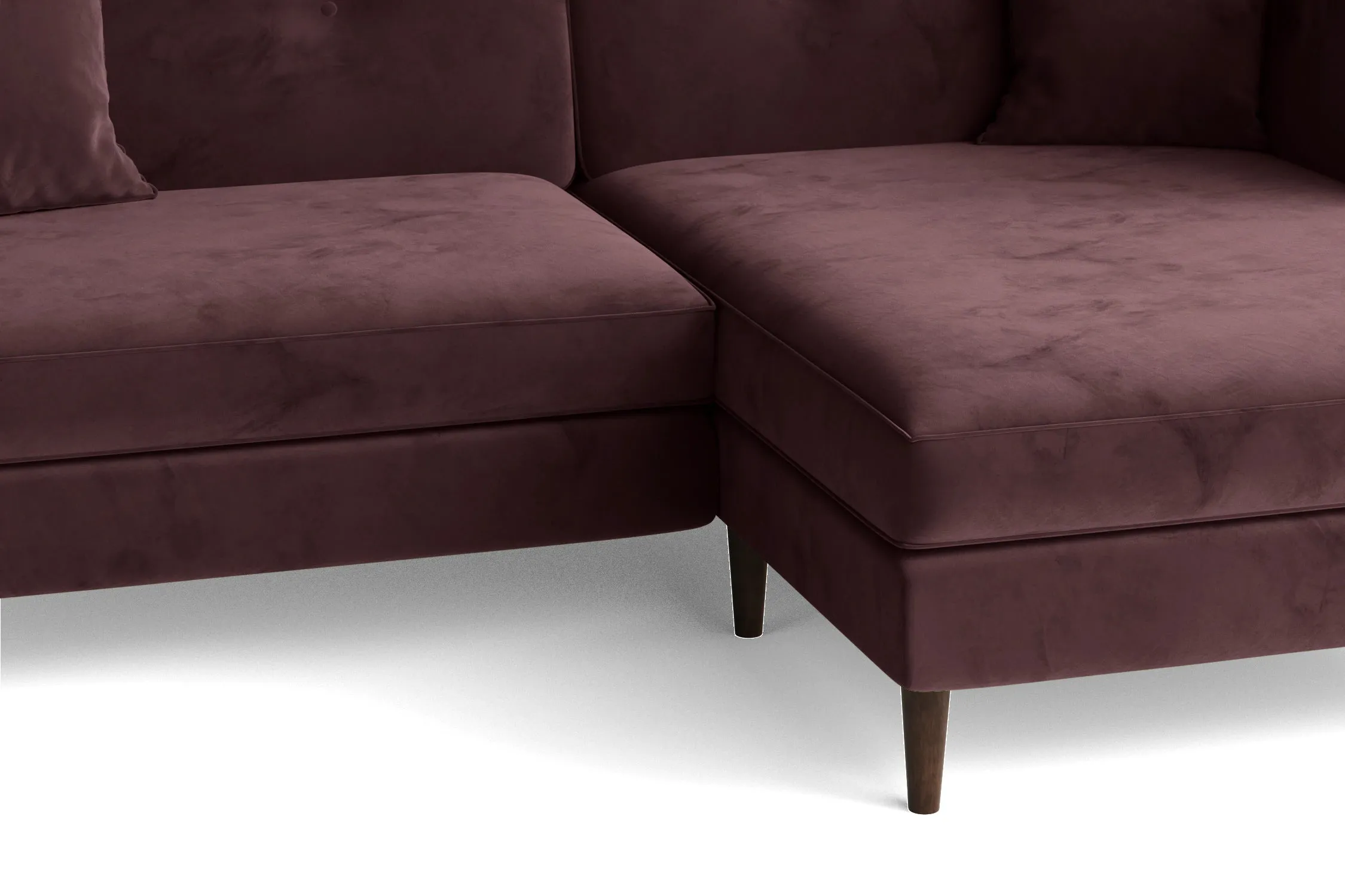 Ragusa 3 Seater Right Hand Facing Chaise Lounge Corner Sofa Grape Velvet