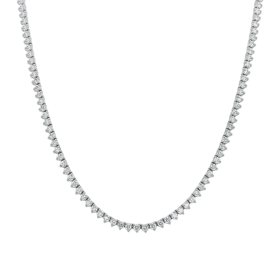 Ready to Ship Diamond Tennis Necklace (7.50 ct.) 2.2 mm 3-Prongs Setting in 14K Gold