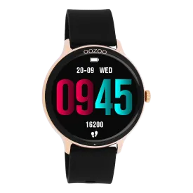 Rose gold coloured OOZOO smartwatch with black rubber strap - Q00133