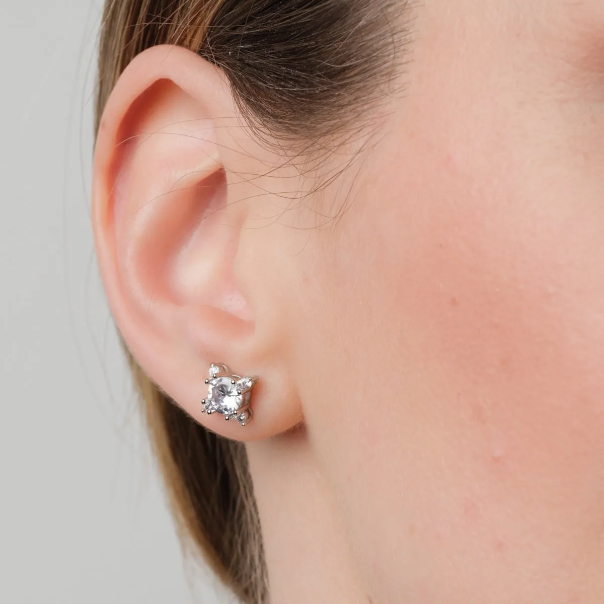 Silver Crystal Stud Earrings