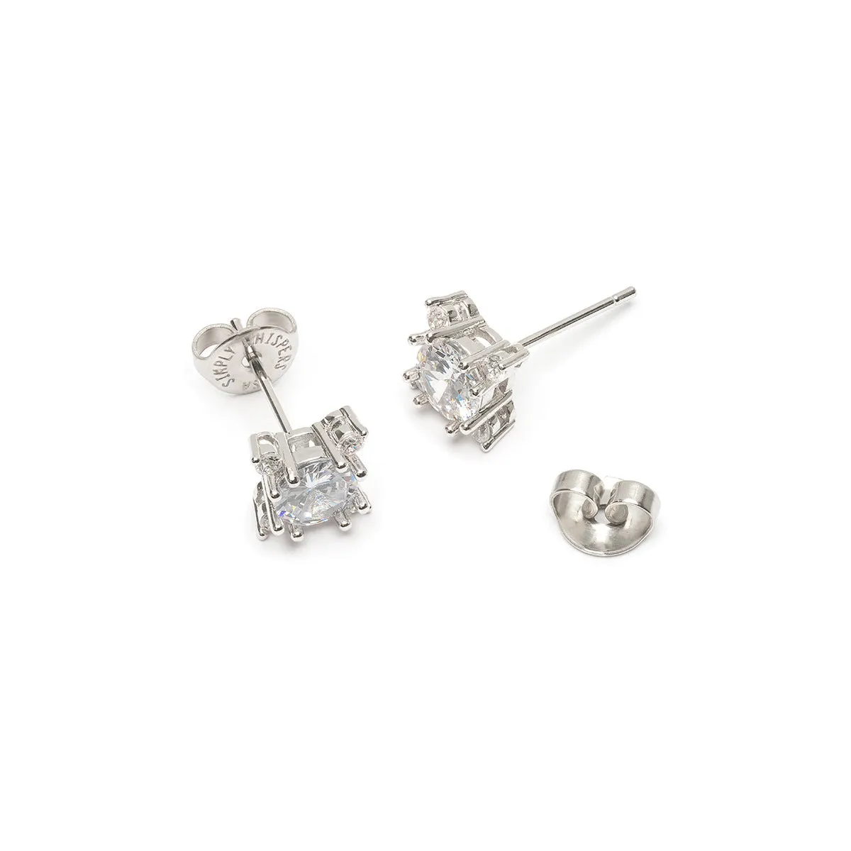 Silver Crystal Stud Earrings