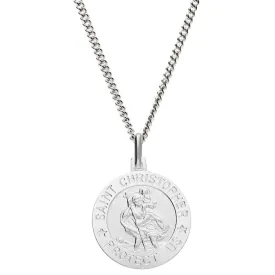 Silver 'Protect Us' St Christopher Necklace