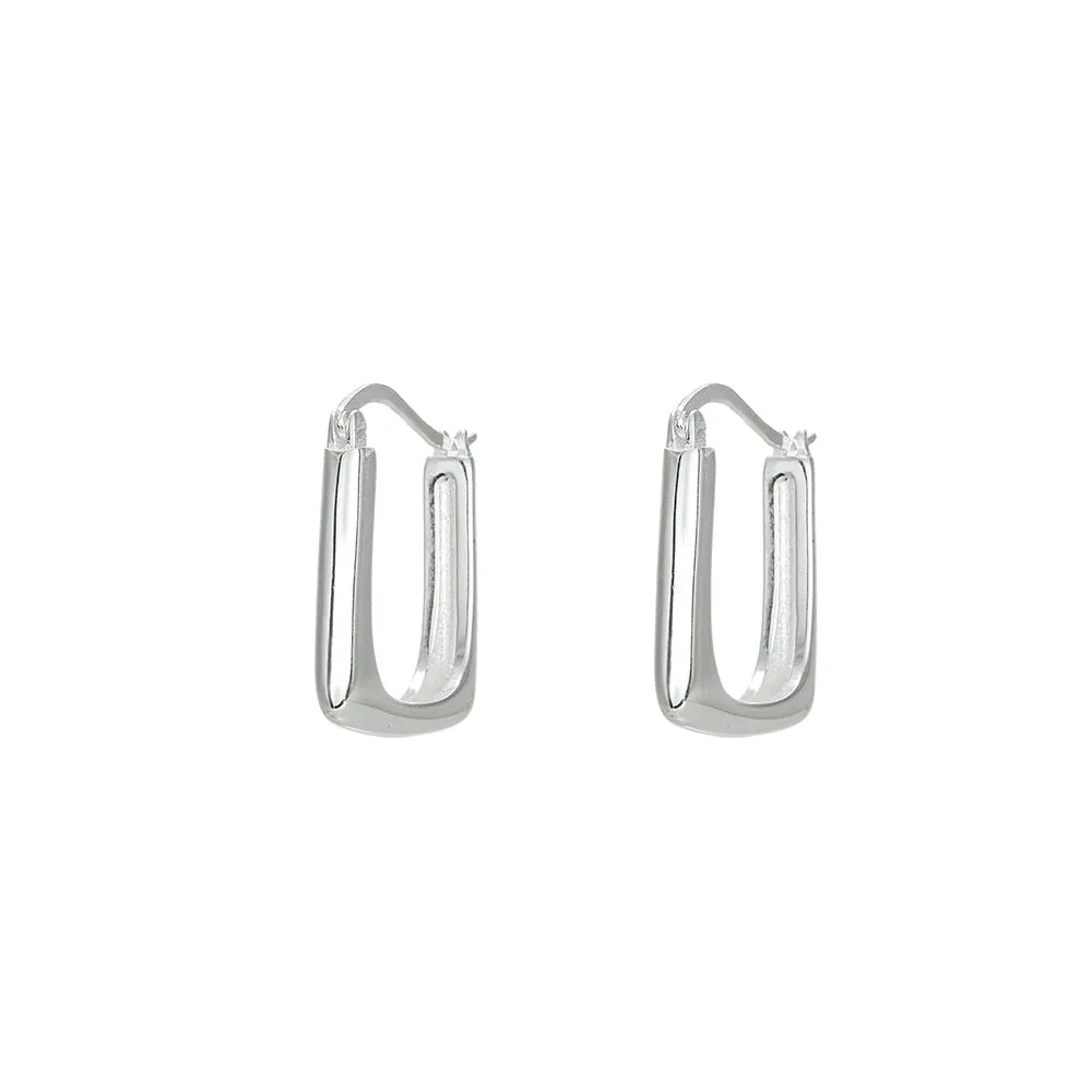 Silver Thick Square Hoop Earrings