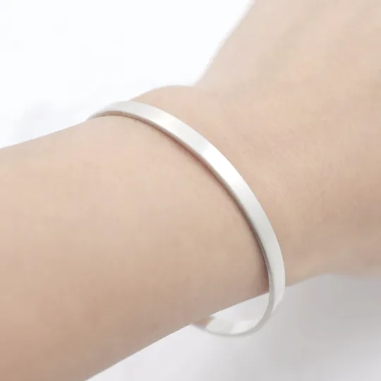 Square band cuff Bracelet (3mm/5mm) - Silver