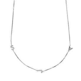 Sterling Silver Triple Initial Necklace With Classic Box Chain