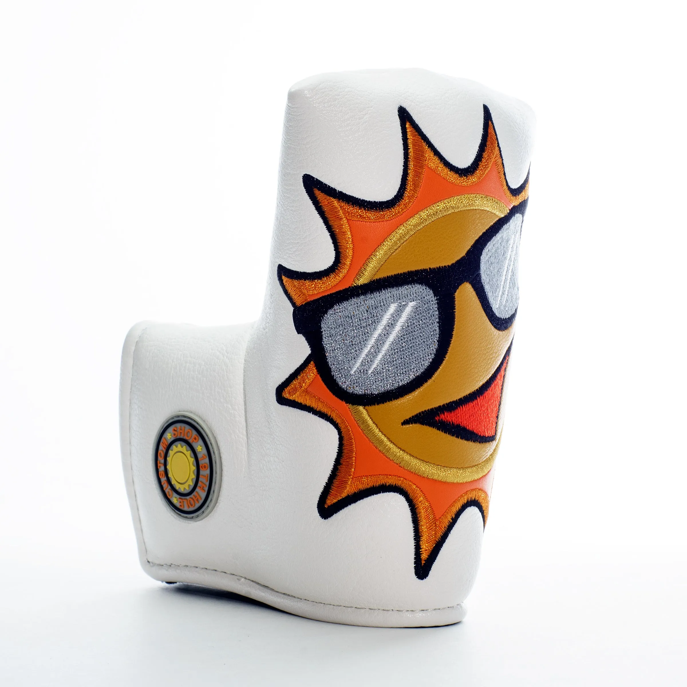 Summer Sun with Sunglasses Blade and Mid Mallet Putter Headcover, White