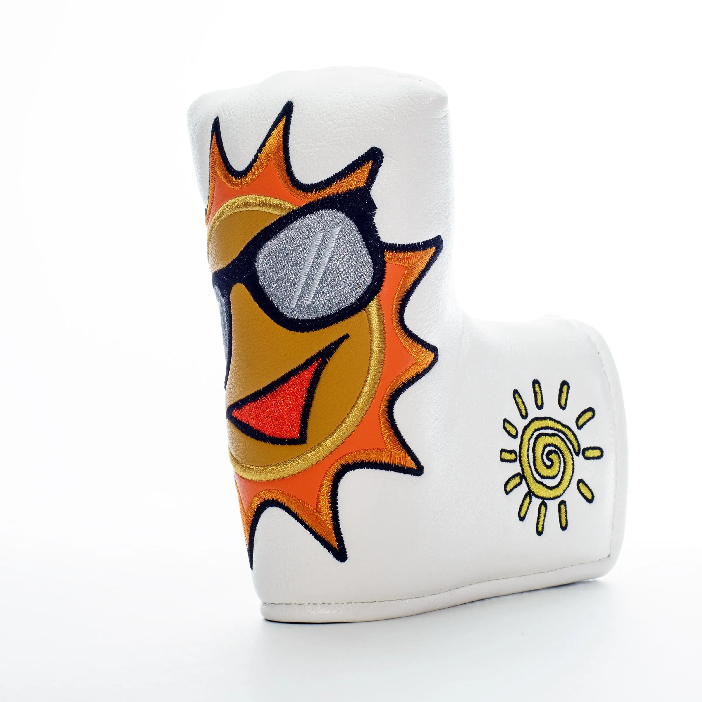 Summer Sun with Sunglasses Blade and Mid Mallet Putter Headcover, White