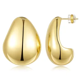 Thick Chunky Dome Hoop Earrings with S925 Post