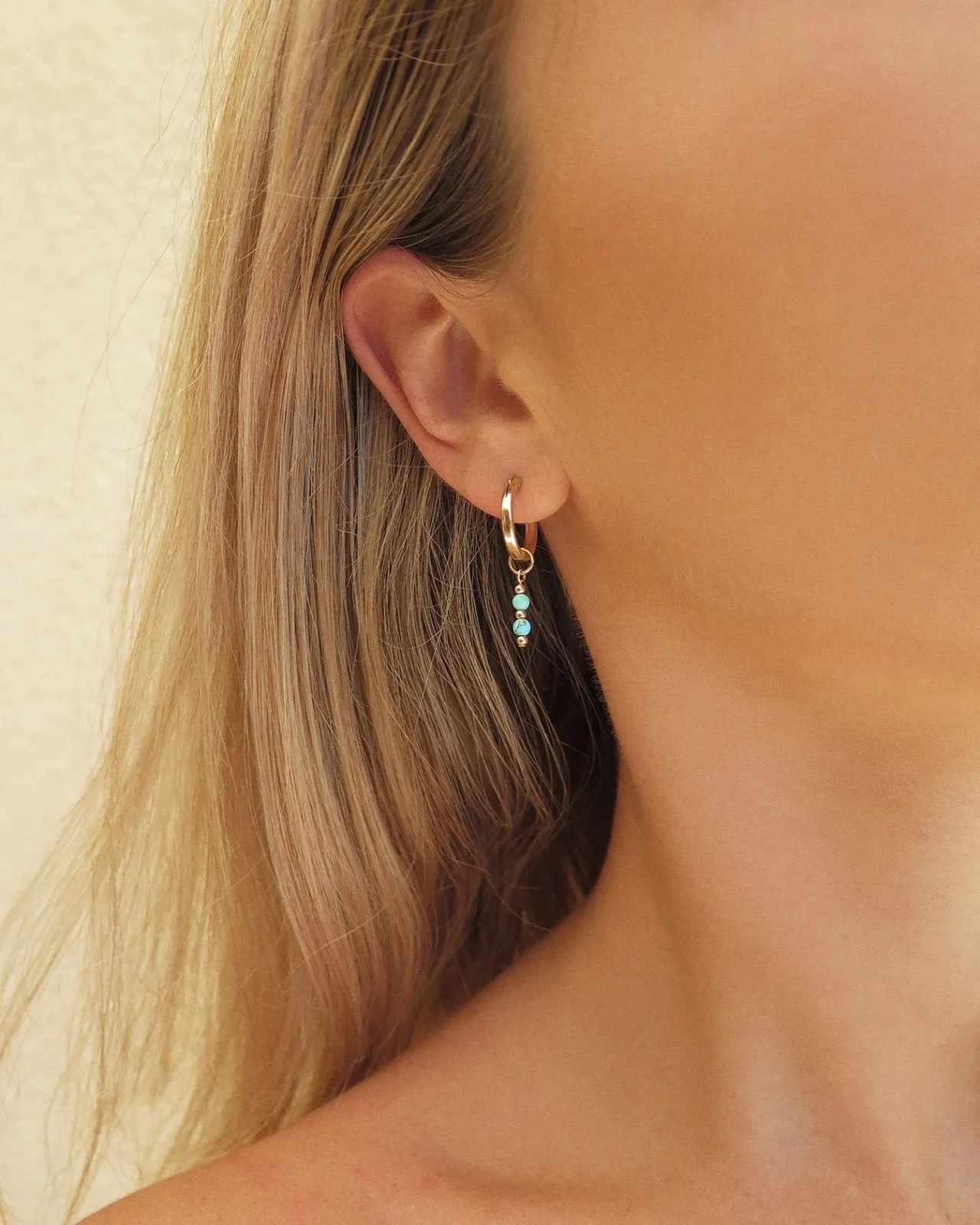 Turquoise Bar Thick Hoop Earrings