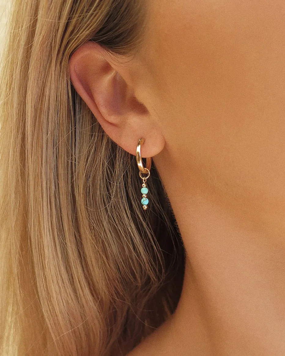 Turquoise Bar Thick Hoop Earrings