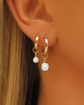 White CZ Thick Hoop Earrings