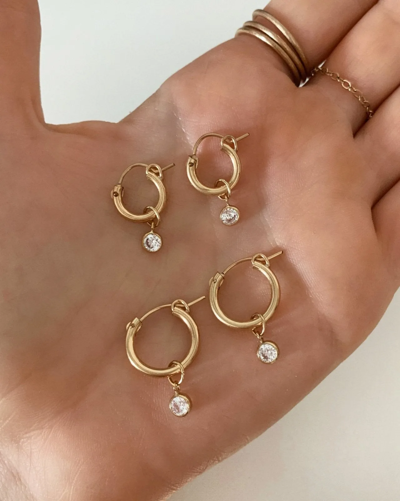 White CZ Thick Hoop Earrings