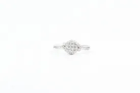 White Gold Round Cluster Halo Promise Ring