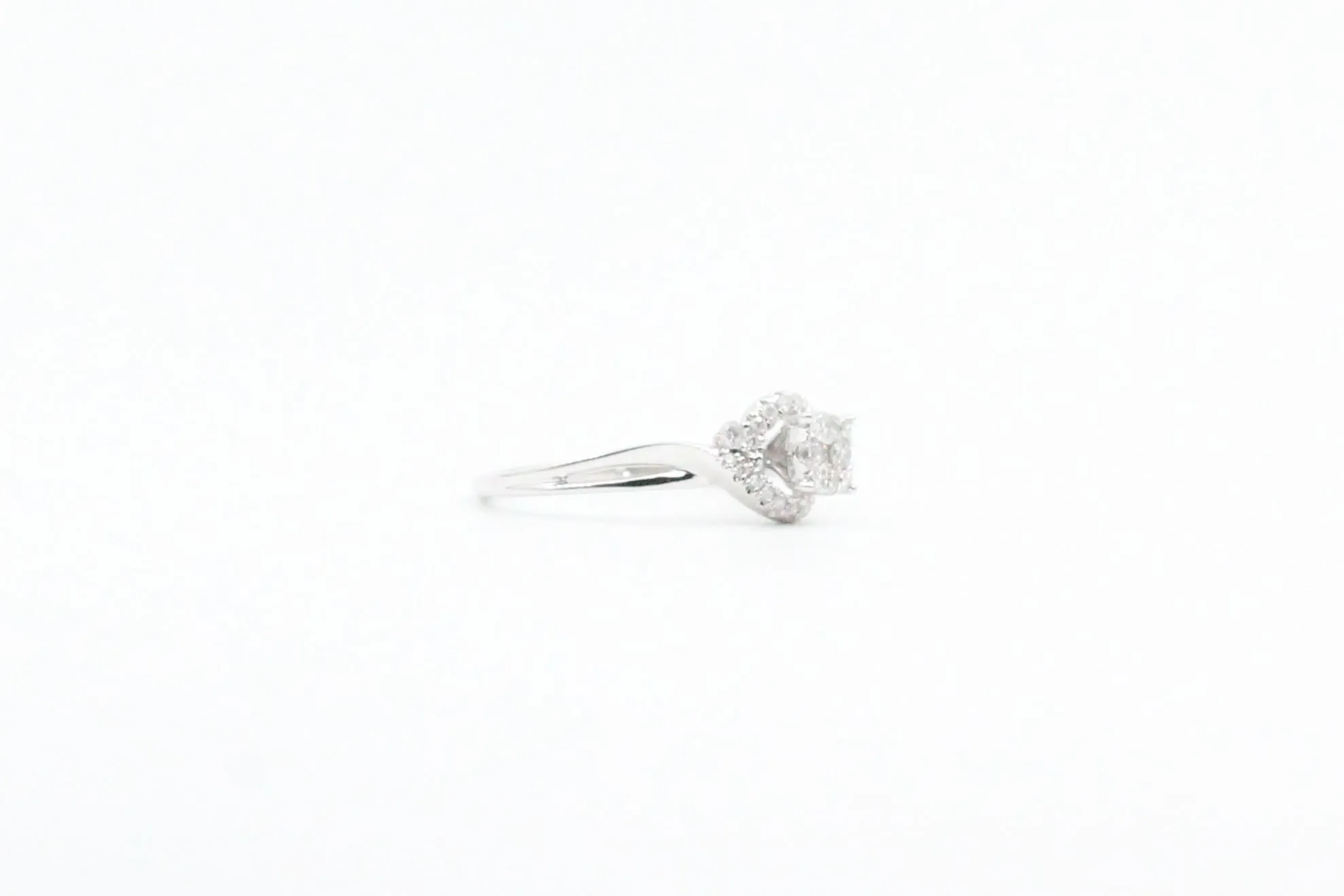 White Gold Round Cluster Halo Promise Ring