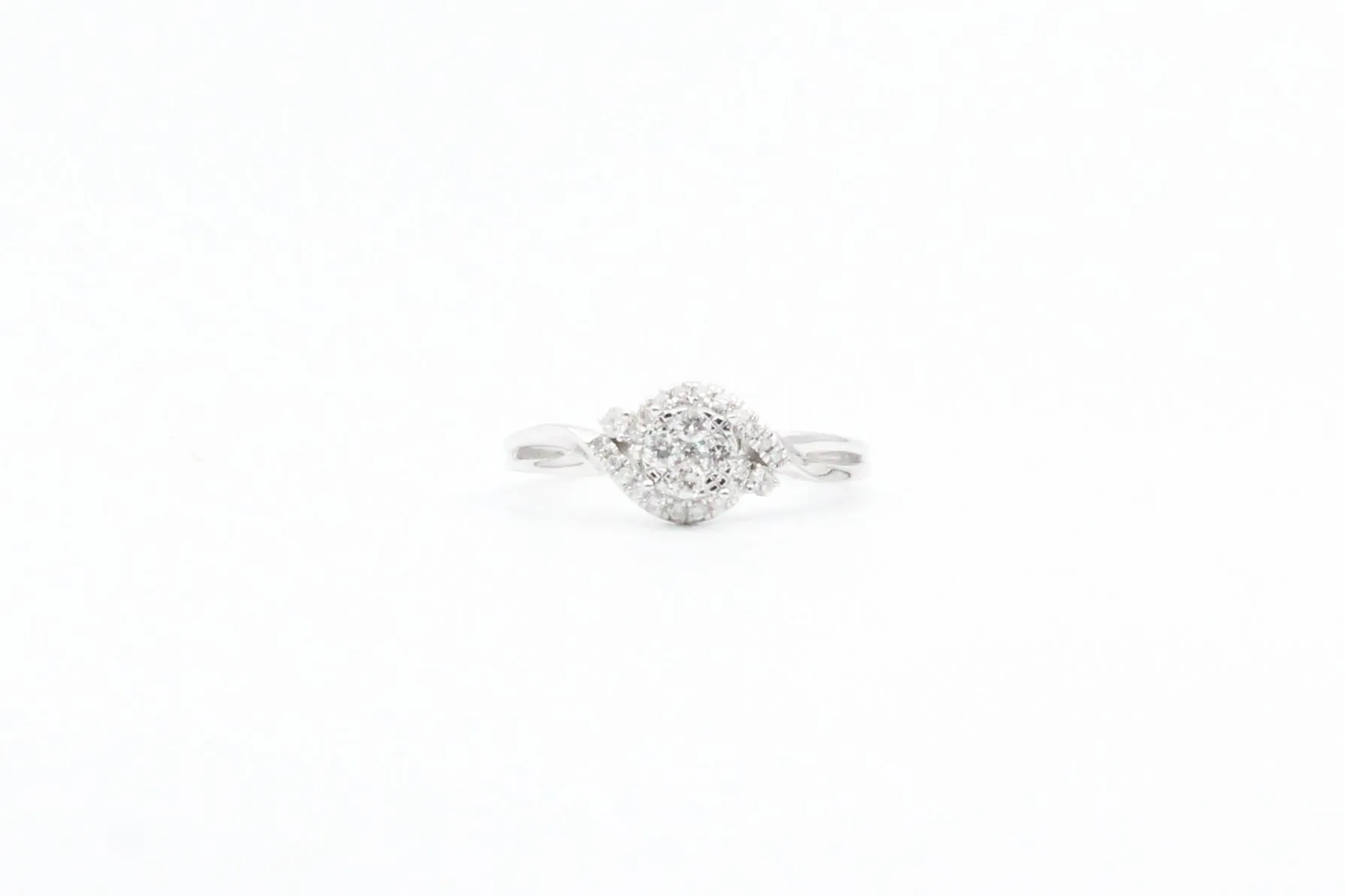 White Gold Round Cluster Halo Promise Ring