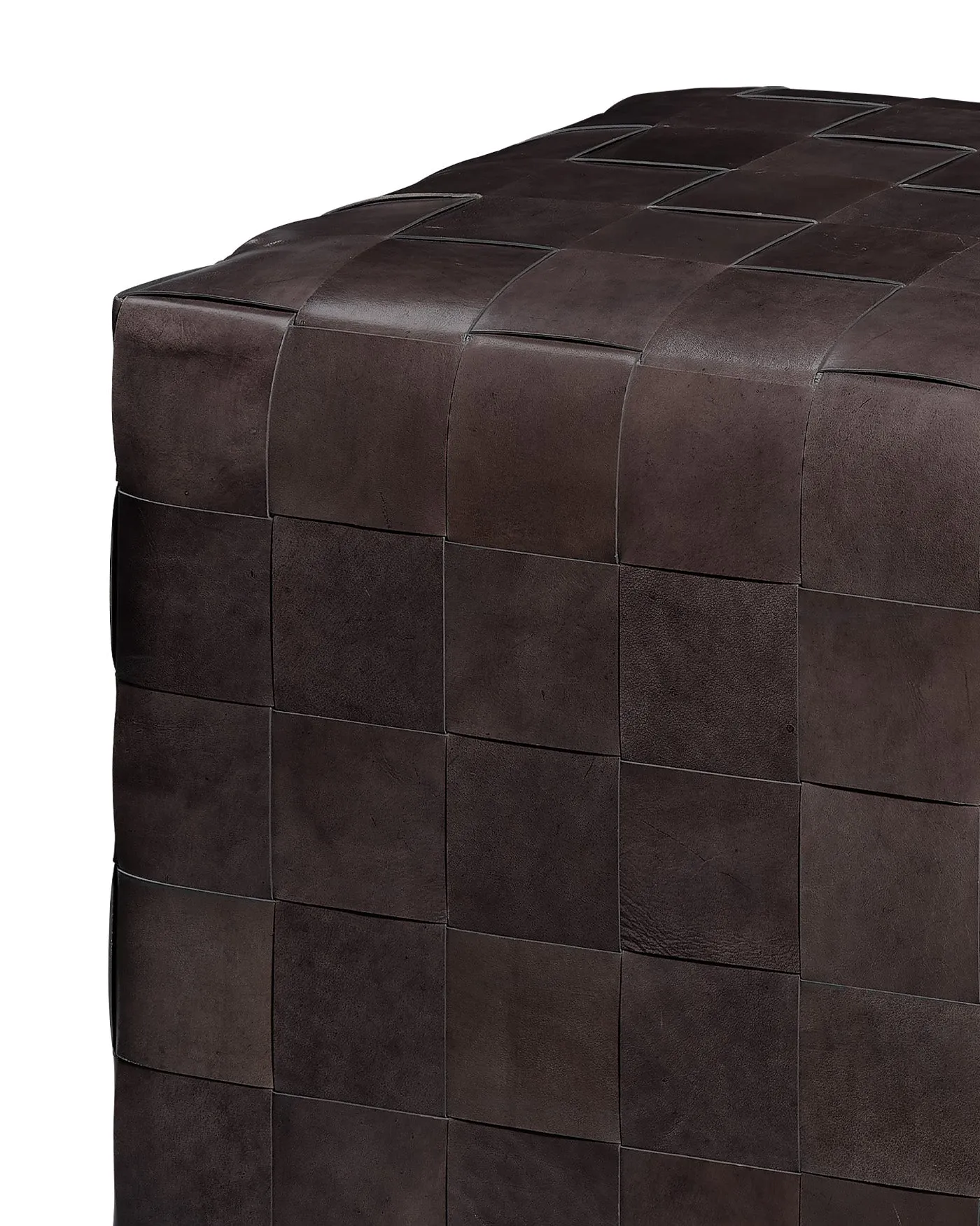 Woven Leather Ottoman